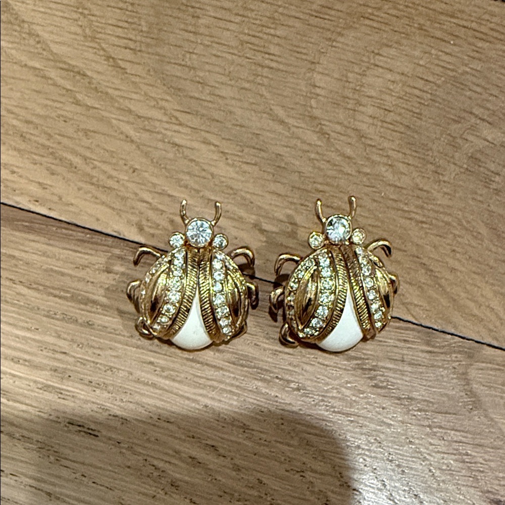 Kate Spade Gold and White Bug Earrings